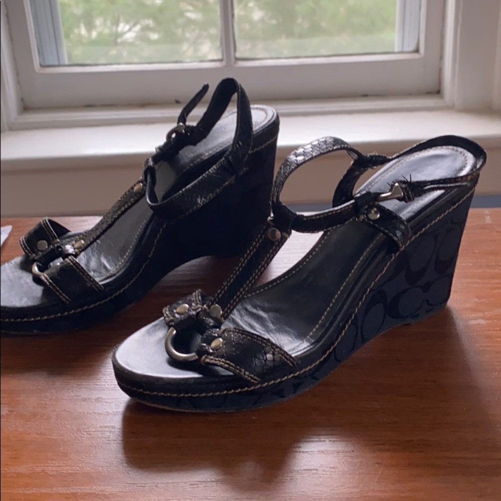 Black leather coach heels!